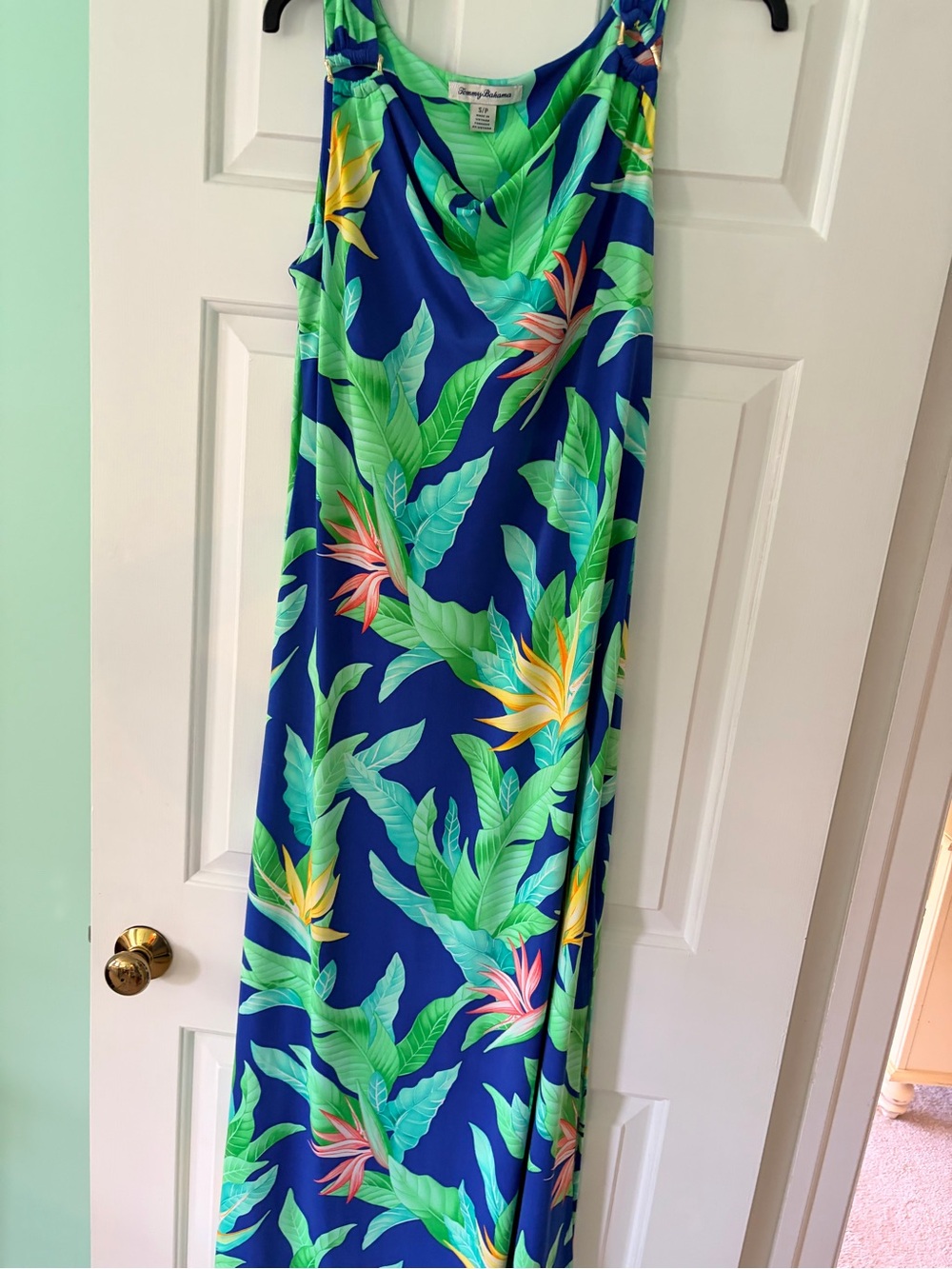 Tommy Bahama Blue Tropical Leaf Maxi Dress
